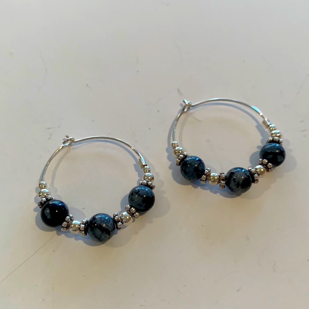 Snowflake Obsidian earrings